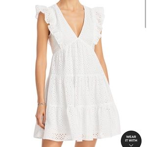 Aqua Bloomingdale’s White Eyelet Sleeveless Dress